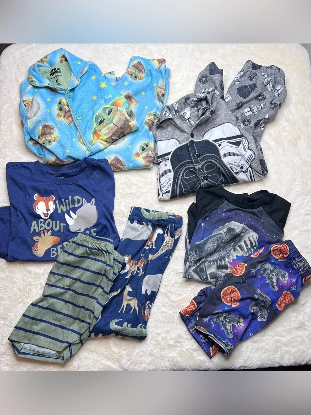 Boys Pajama Bundle 4T/5T Star Wars Grogu LEGO T-Rex Carter’s 4 Sets Size 5